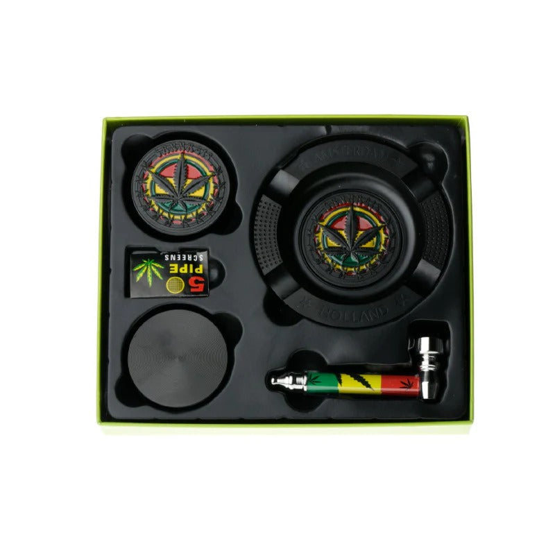 Amsterdam 5 in 1 Smoking Gift Set Metal Black Accessory