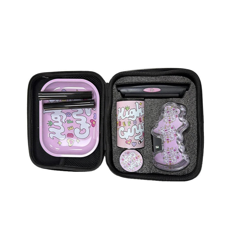 Zipper Set Smoking Bong Set with Ashtray, Grinder, Tray and Containers Gift Set