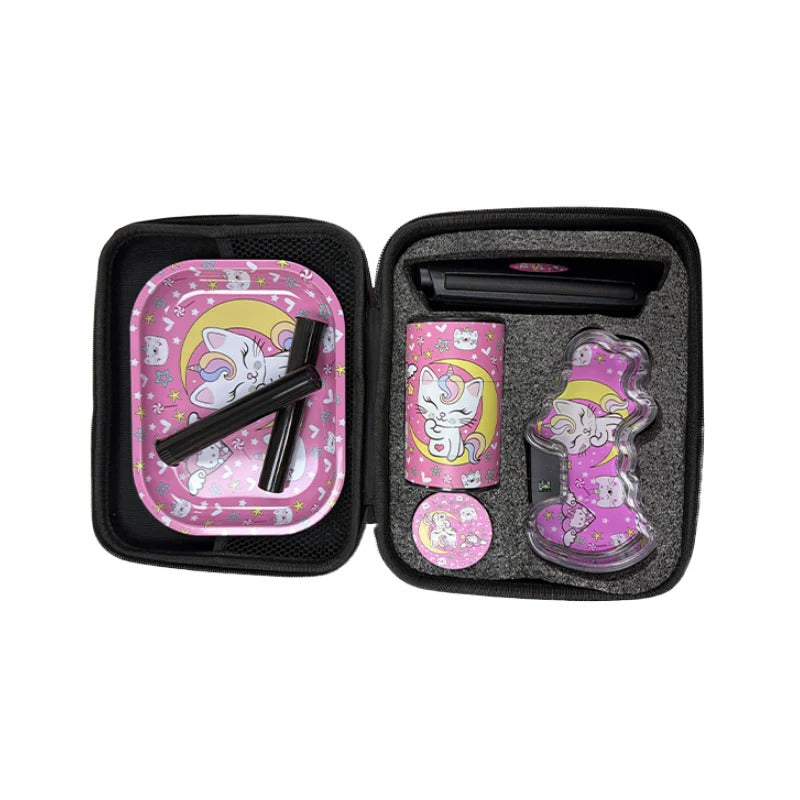 Zipper Set Smoking Bong Set with Ashtray, Grinder, Tray and Containers Gift Set