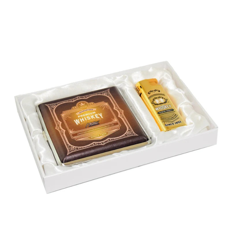 Gift Set 90359 Matteo Metal Case + Turbo Lighter Whiskey gold