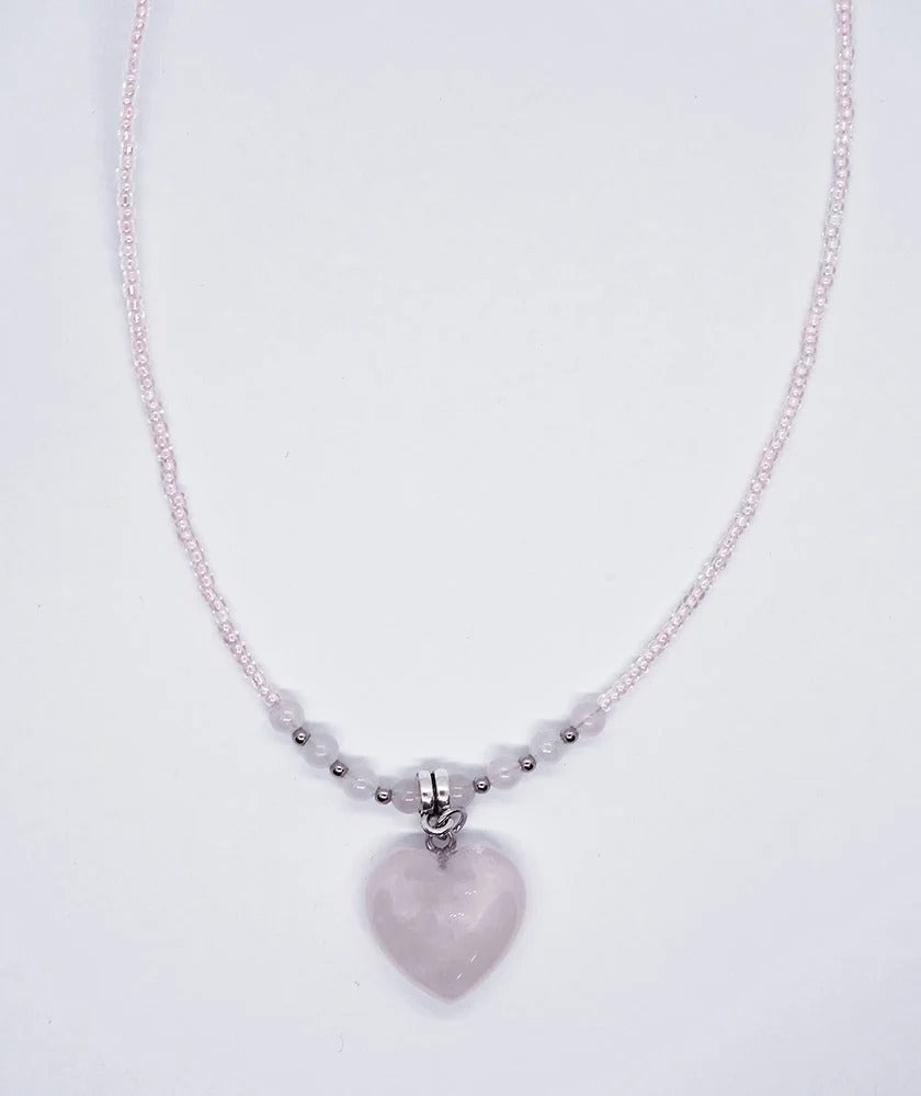 Necklace Heart Rose Quartz