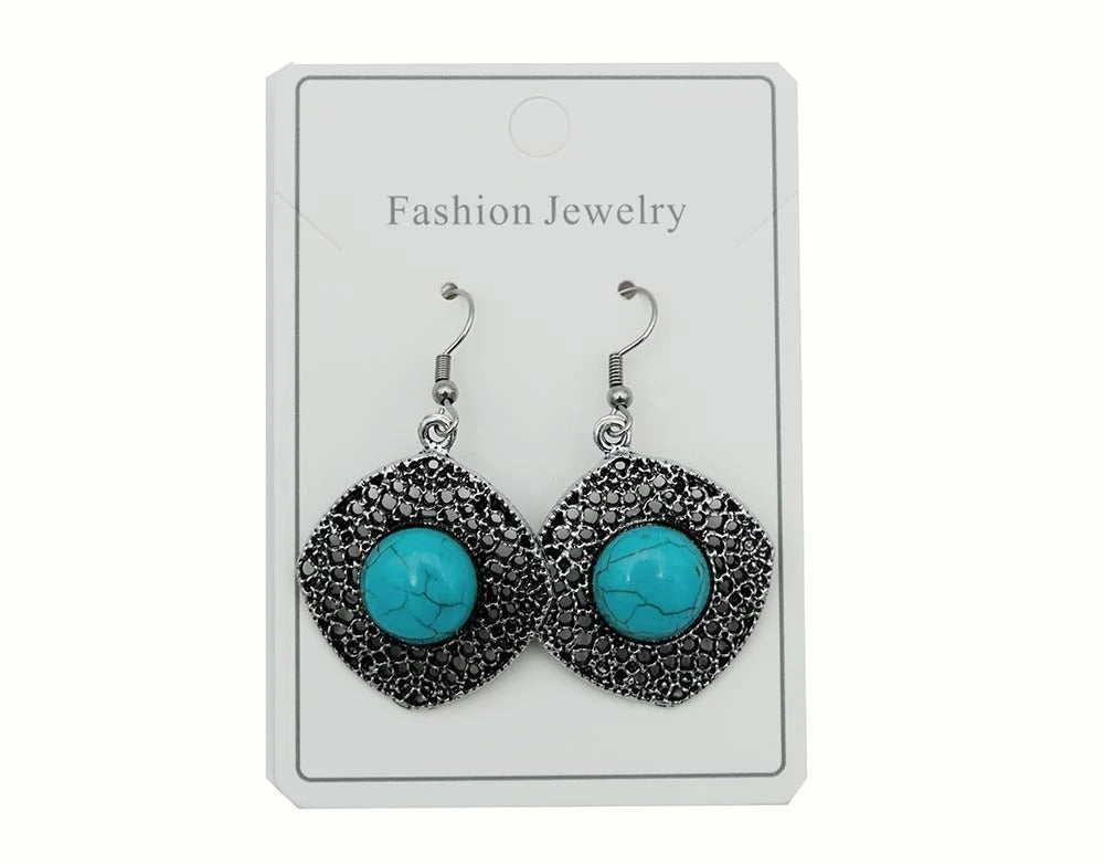 Earring Blue Howlite Rhombus