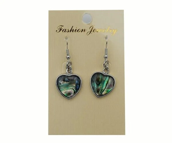 Earrings Heart Caged Abalone