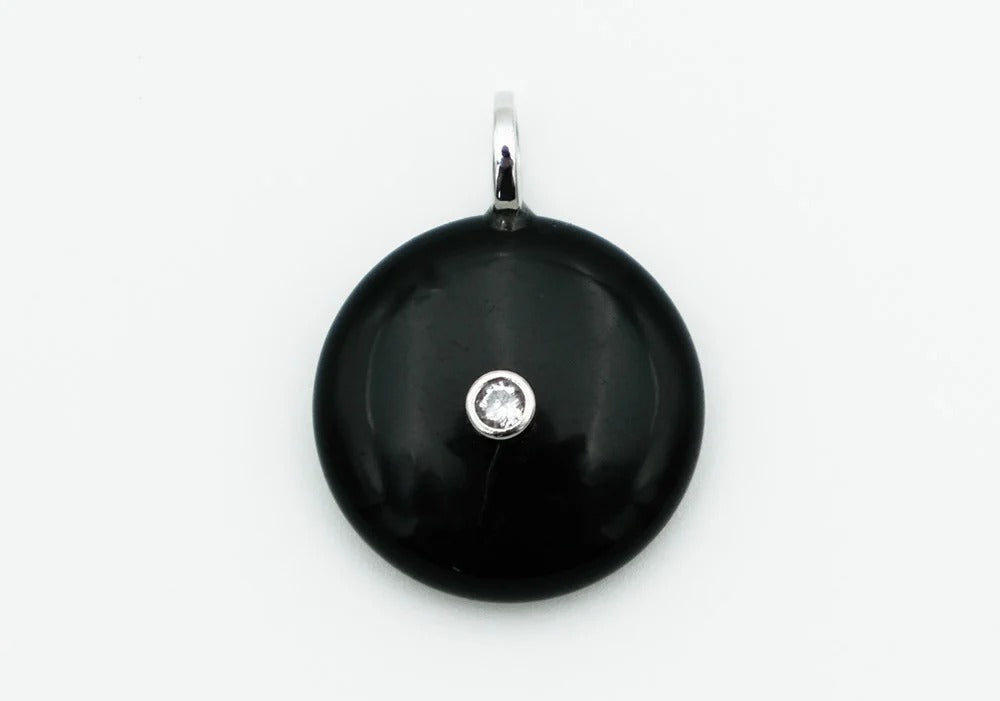 Pendant Round CZ Obsidian