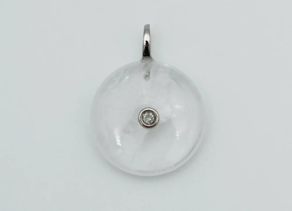 Pendant Round CZ Clear Quartz