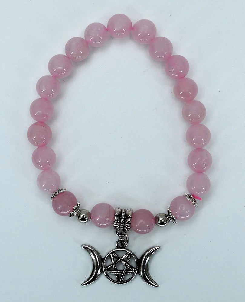 Bracelet 8mm Rose Quartz Triple Moon SKU: 77645