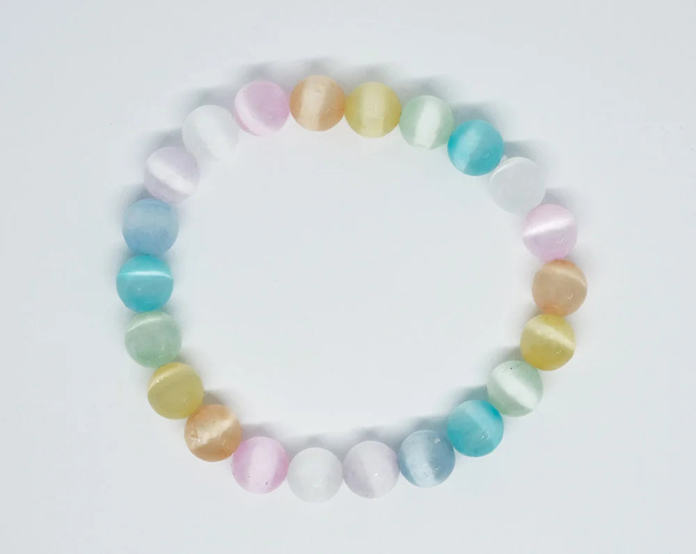 Bracelet 8mm Bead Rainbow Selenite SKU: 87550