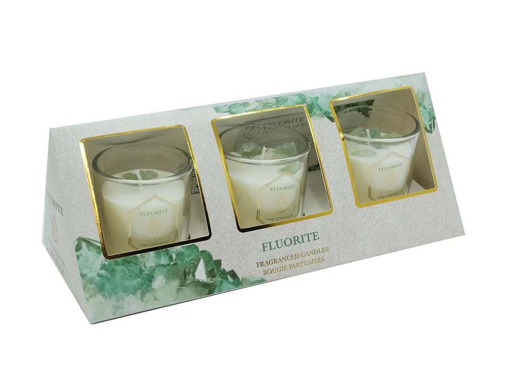Candle With Fluorite Pack of 3