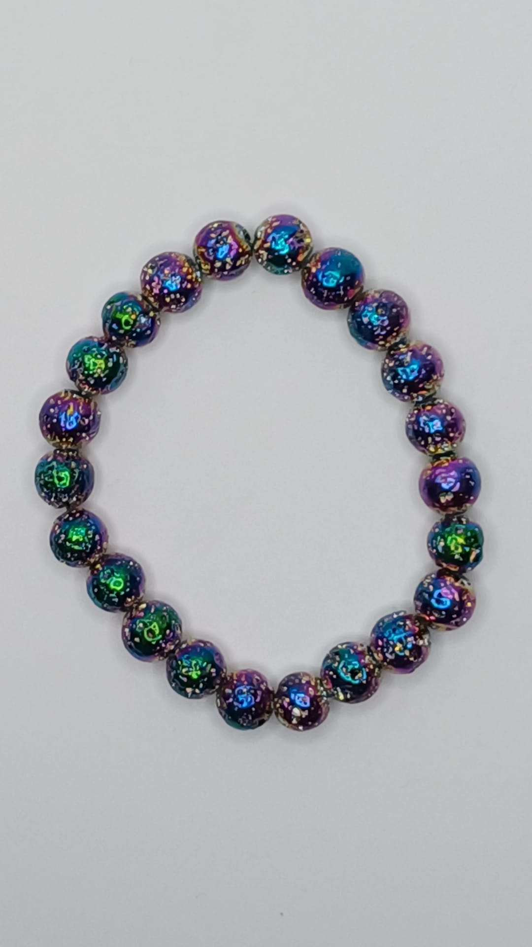 CRYSTAL BEAD BRACELET rainbow plated lava