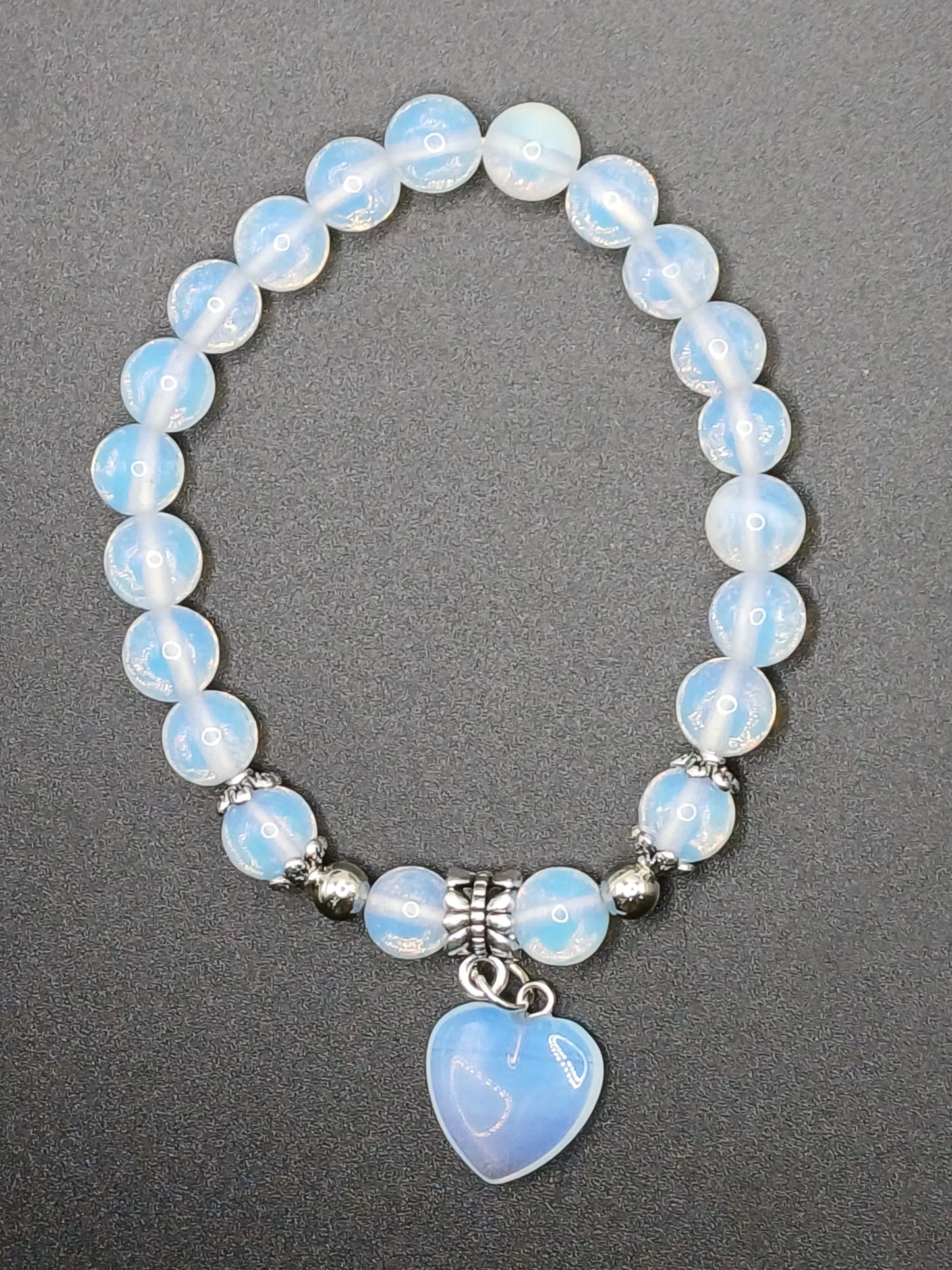 CRYSTAL BEAD BRACELET heart opalite