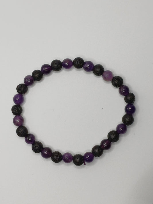 Lava Bead Bracelet with Amethyst