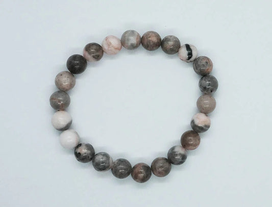 CRYSTAL BEAD BRACELET  Pink Zebra Jasper