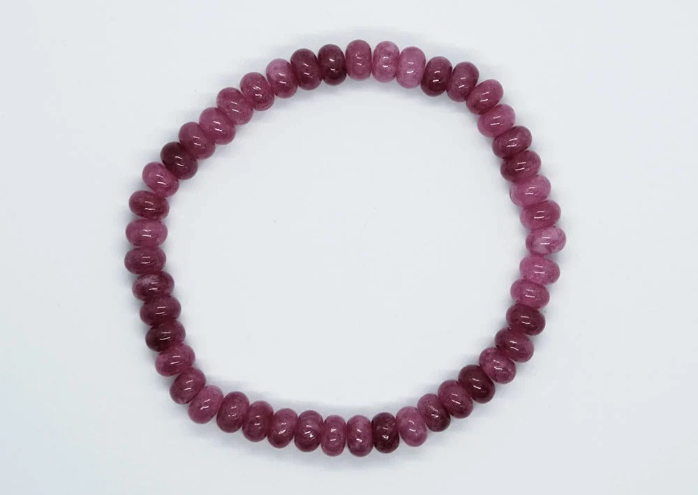 Bracelet Disc Ruby Colour Jade