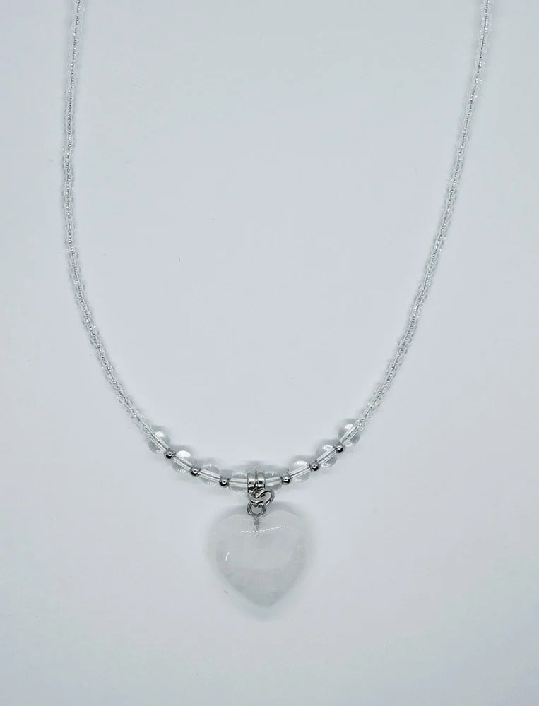 Necklace Heart Clear Quartz