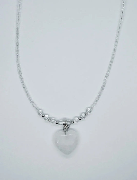 Necklace Heart Clear Quartz