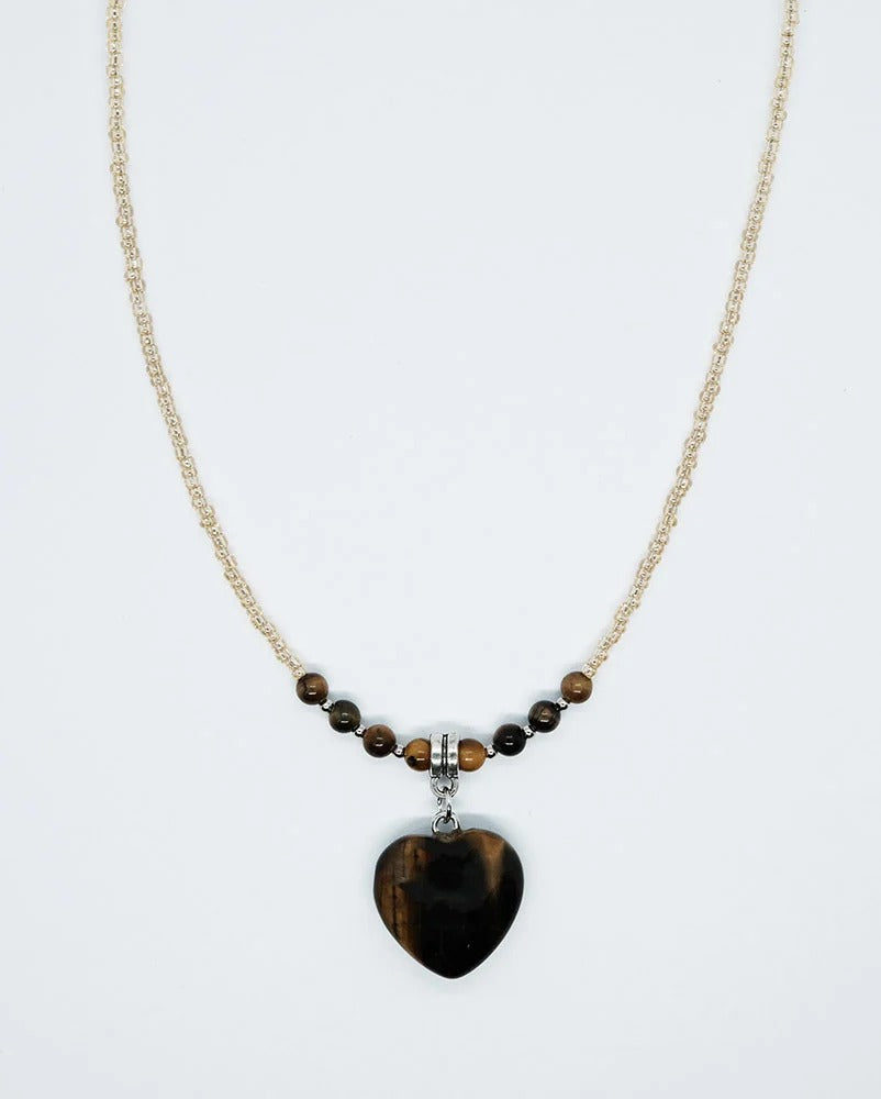 Necklace Heart Tiger Eye