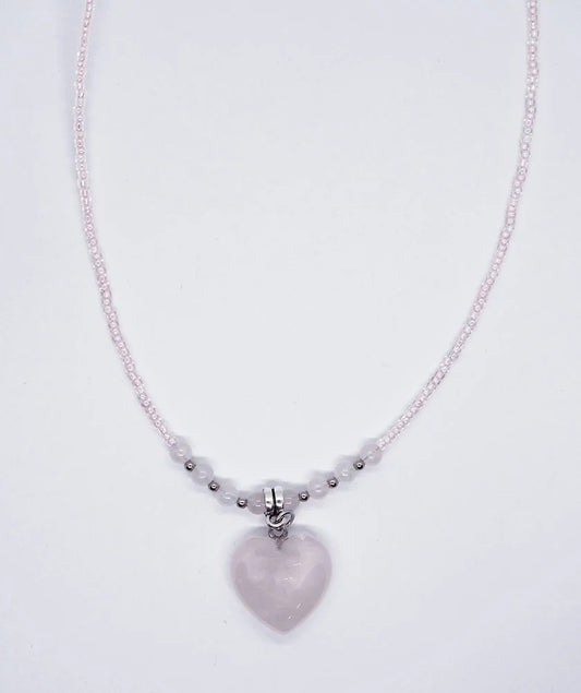 Necklace Heart Rose Quartz