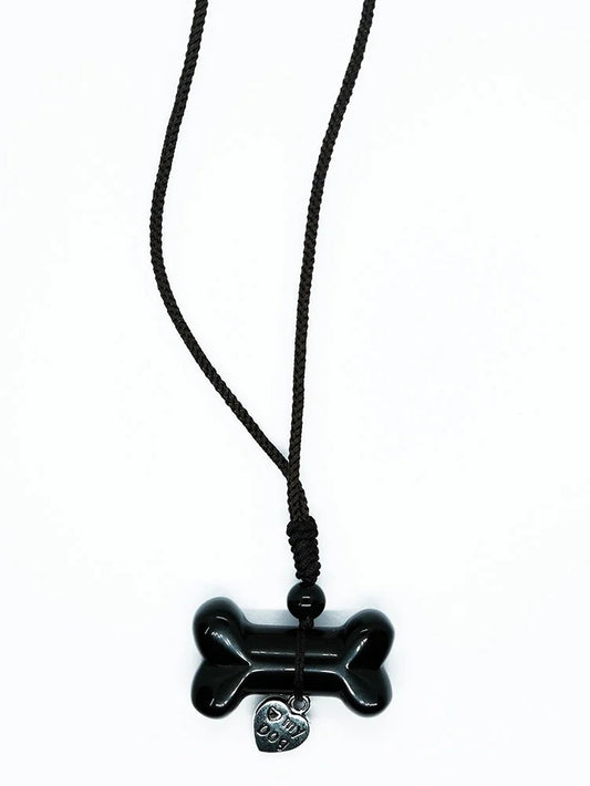 Necklace Bone Black Obsidian