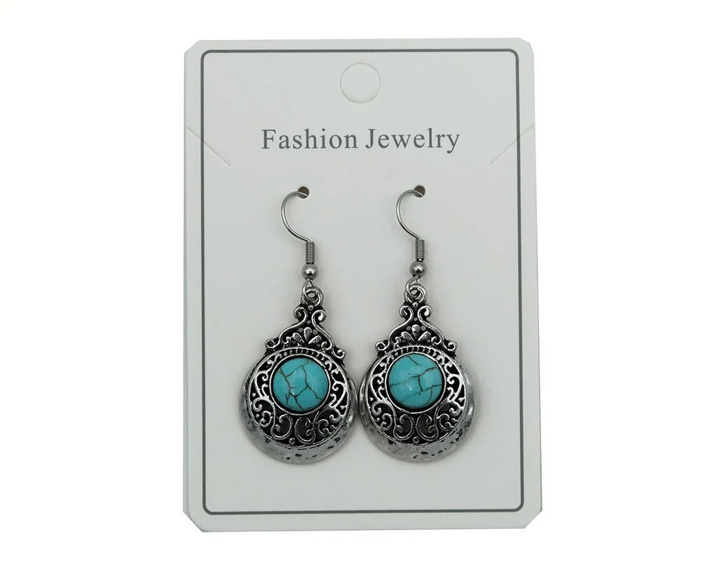 Earring Blue Howlite Disc