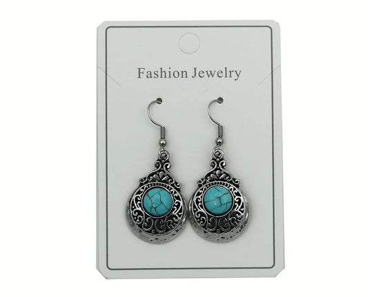 Earring Blue Howlite Disc