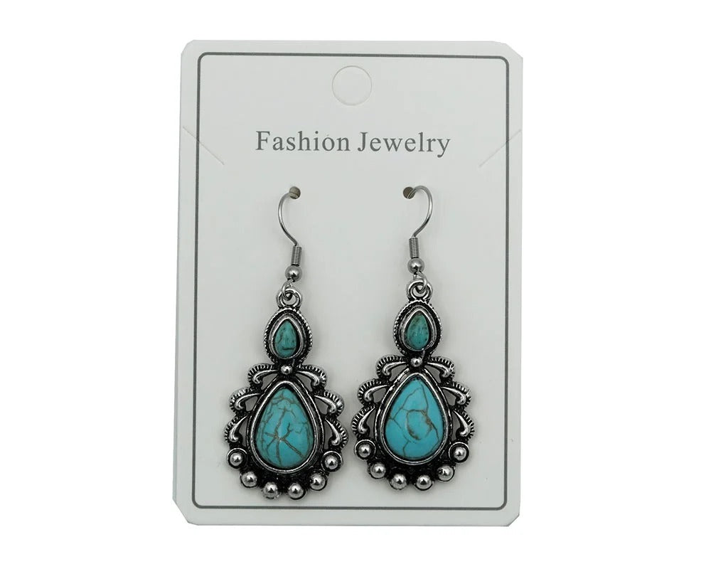 Earring Blue Howlite Pear