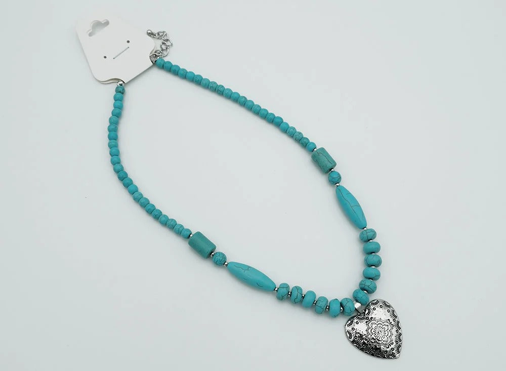 Necklace Blue Howlite Heart