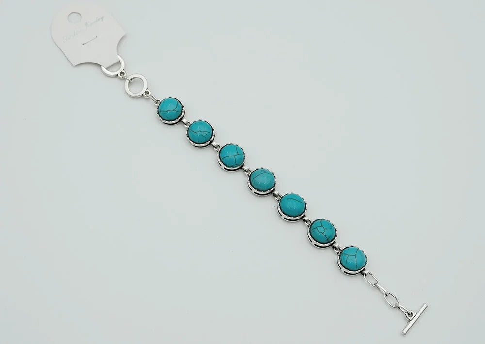 Bracelet Blue Howlite Round Cab