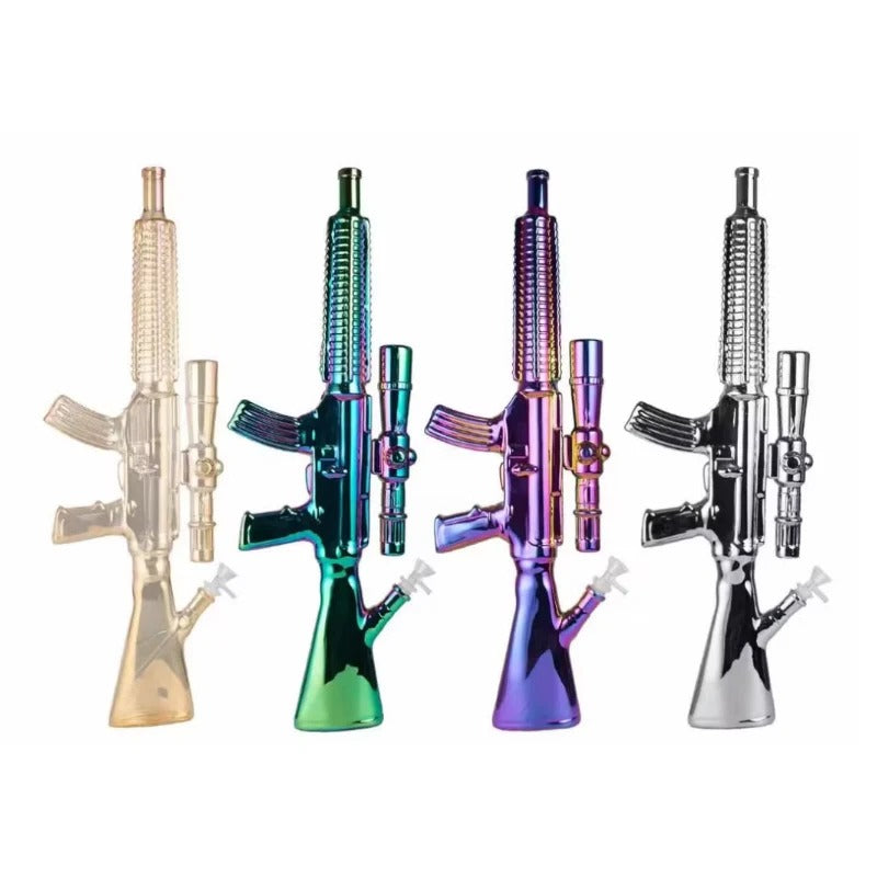 23.5" Chrome Rifle Glass Bong Assorted Colour Without Box x 1