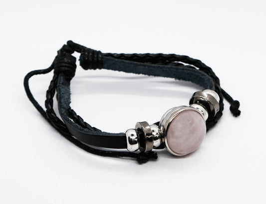 Bracelet Leather Rose Quartz