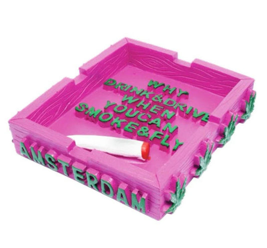 AMSTERDAM Resin Square Pink Ashtray x 1