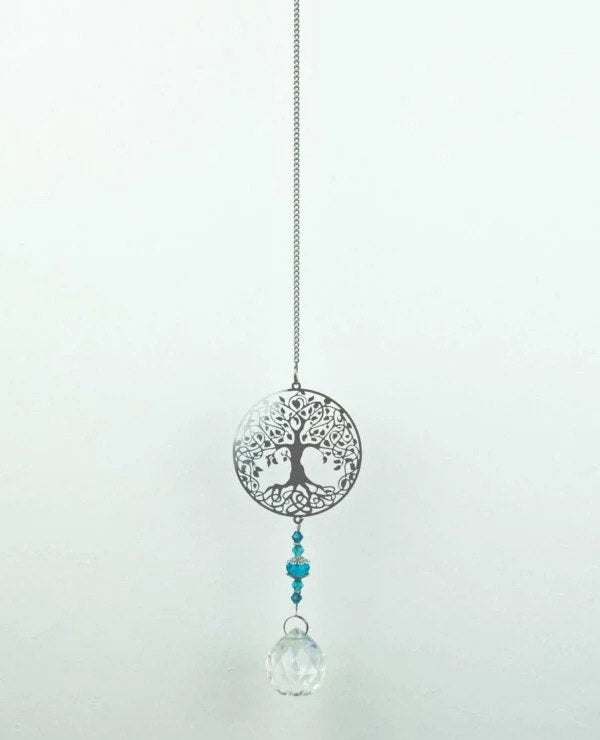 Suncatcher Tree of Life With Blue Beads