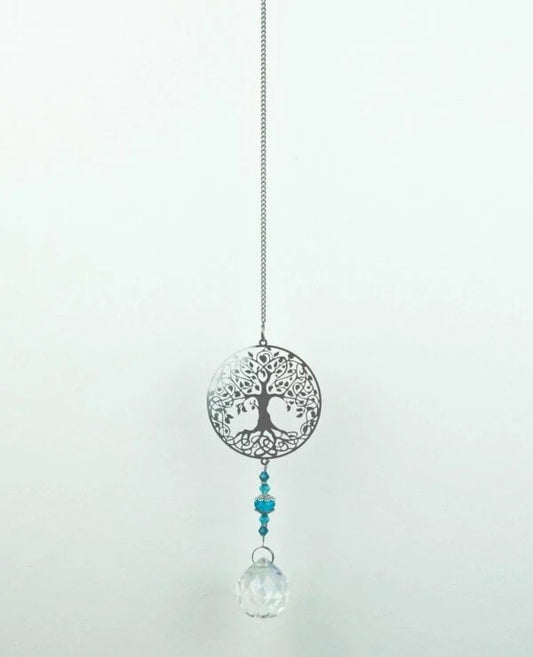 Suncatcher Tree of Life With Blue Beads