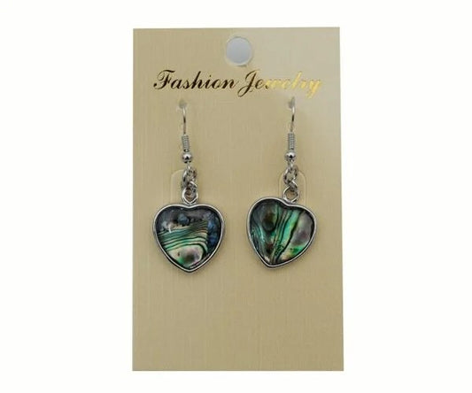 Earrings Heart Caged Abalone