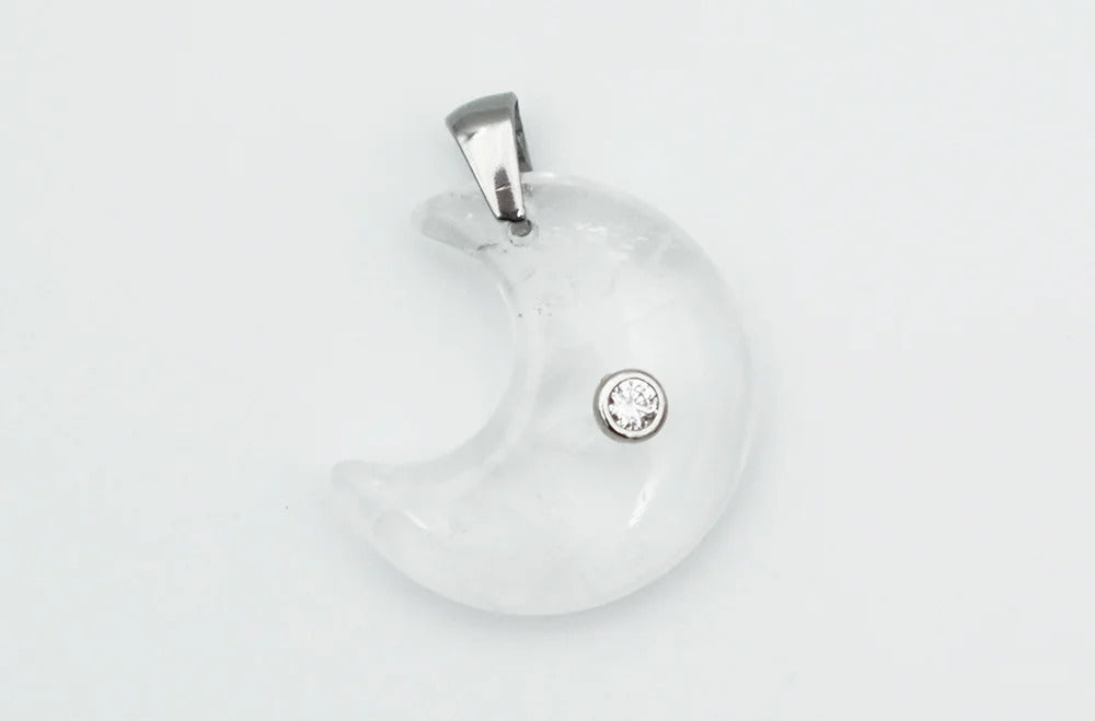 Pendant Moon CZ Clear Quartz