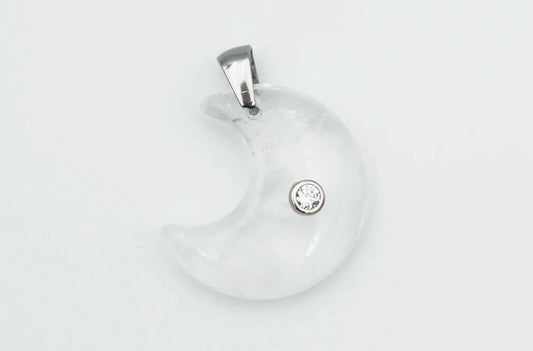 Pendant Moon CZ Clear Quartz
