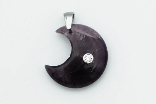 Pendant Moon With CZ Amethyst