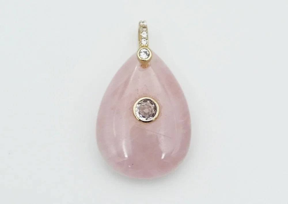 Pendant Drop Shape Cz Rose Qz