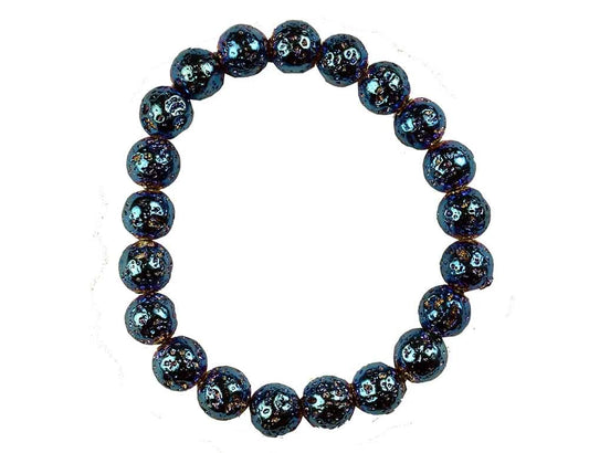 Bracelet Blue Plated Lava Bead
