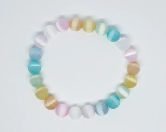 Bracelet 8mm Bead Rainbow Selenite SKU: 87550