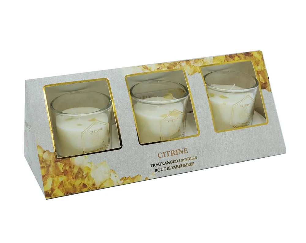 Candle With Citrine Pack of 3