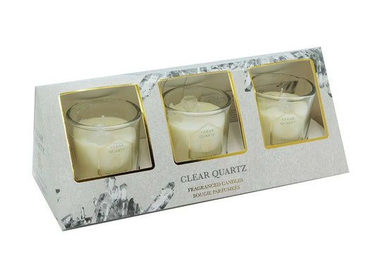 Candle With Clear Quartz Pack of 3
