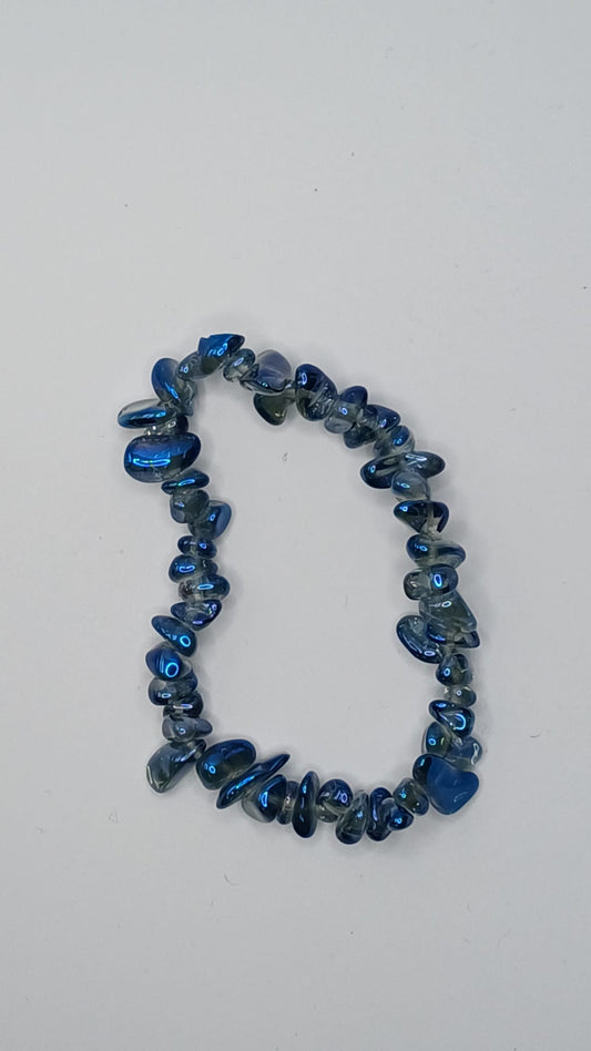 CRYSTAL BRACELET Round blue aura