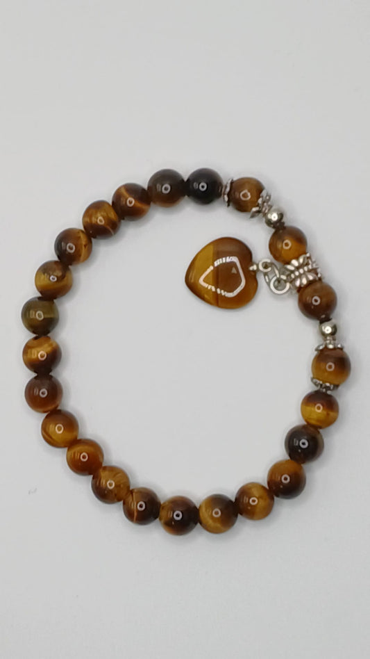 CRYSTAL BRACELET Bead Tiger eye with heart