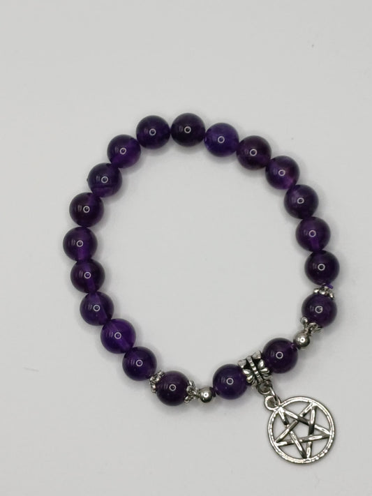 CRYSTAL BRACELET Bead Pentagram Amethyst