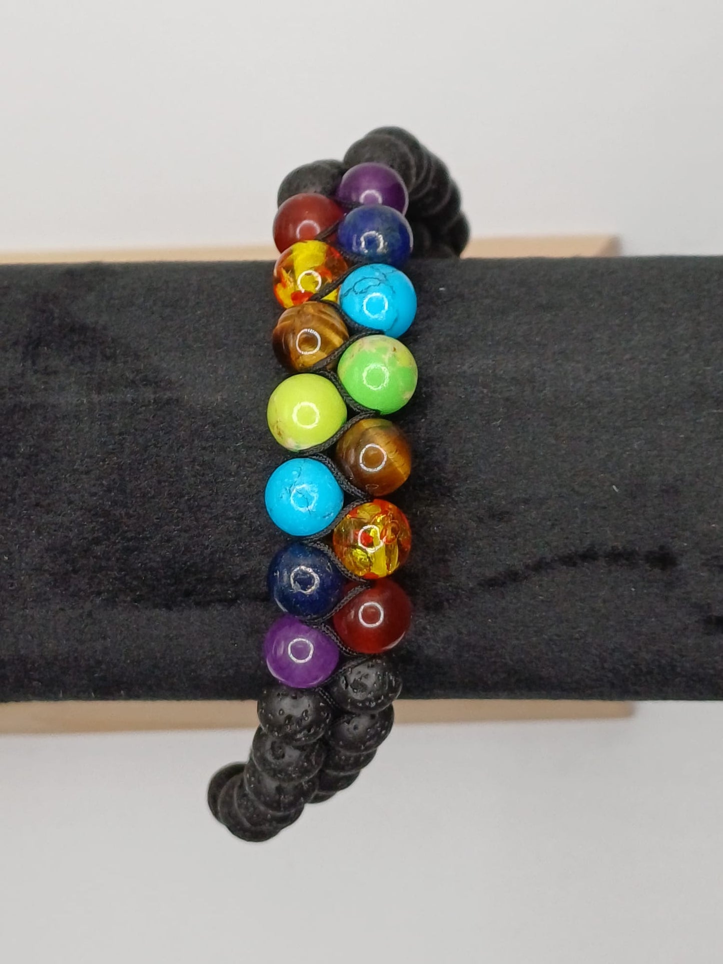 Bracelet  Chakra 2 row Lava bead