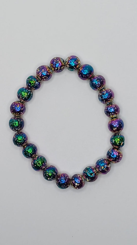CRYSTAL BEAD BRACELET rainbow plated lava