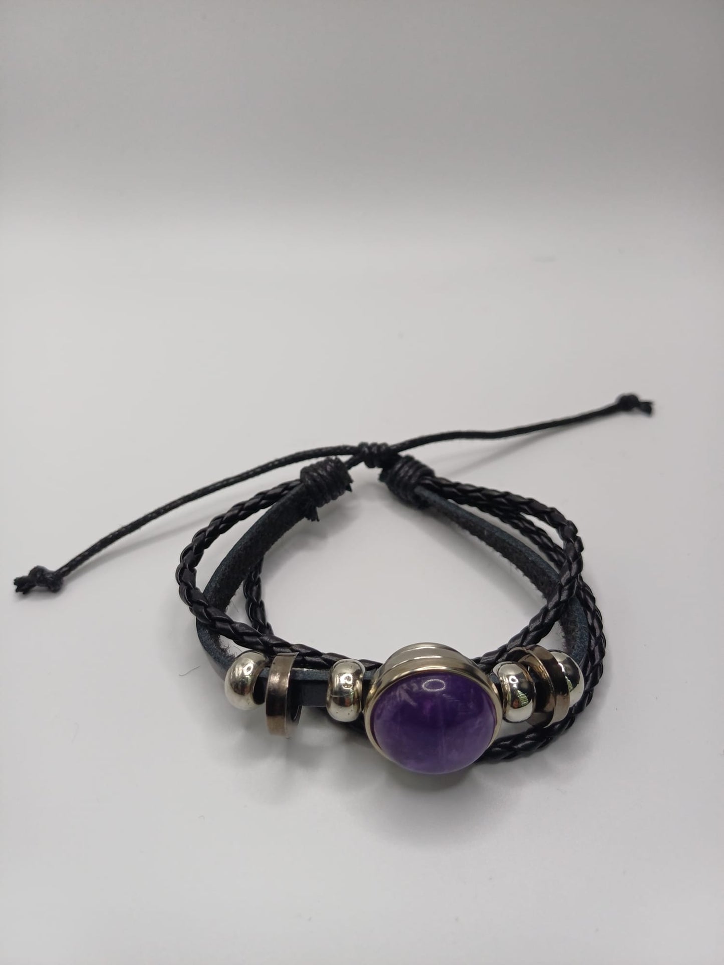 Bracelet leather Amethyst