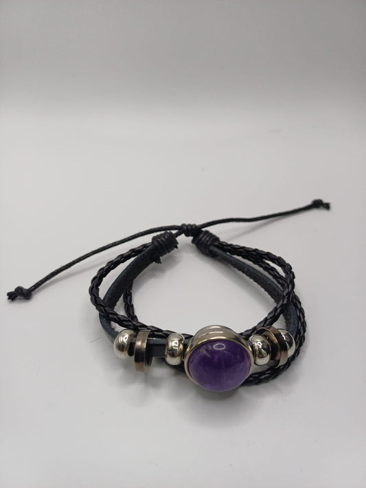 Bracelet leather Amethyst